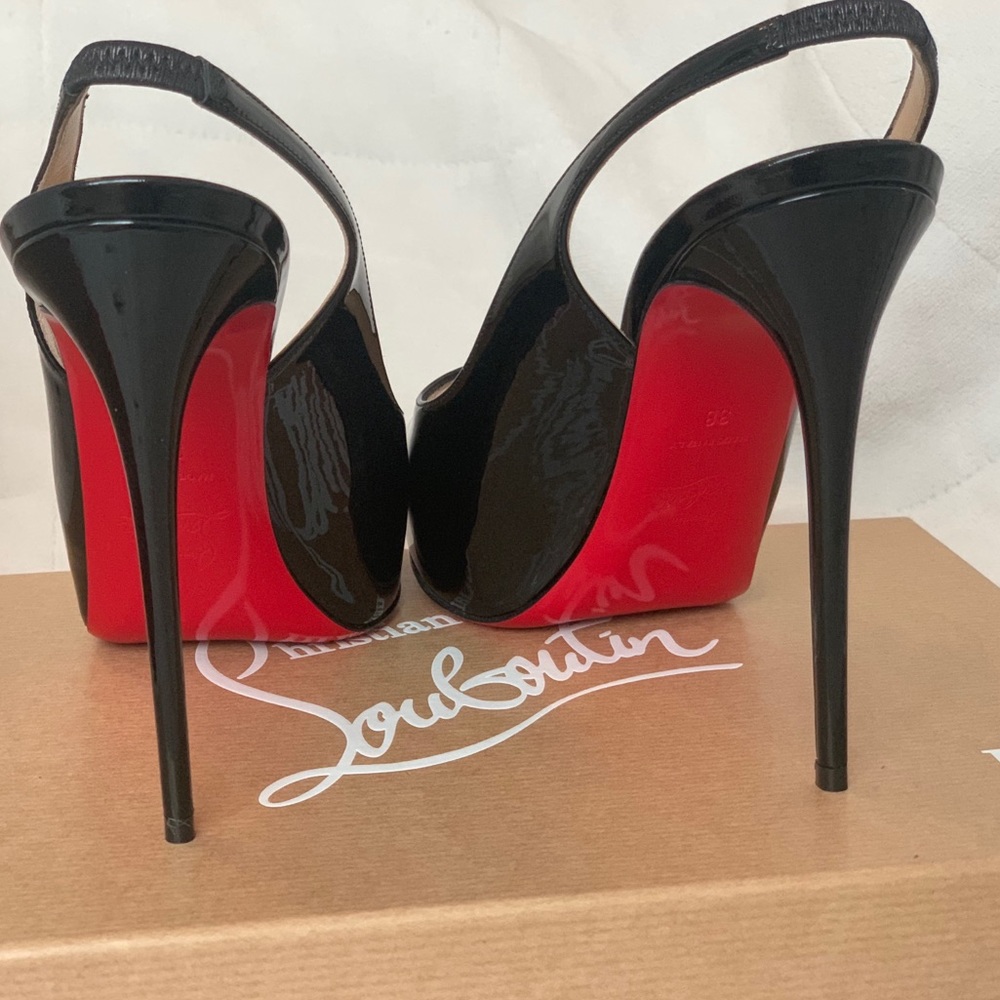 BNNW Christian Louboutin patent  peep toe heels - Picture 2 of 8